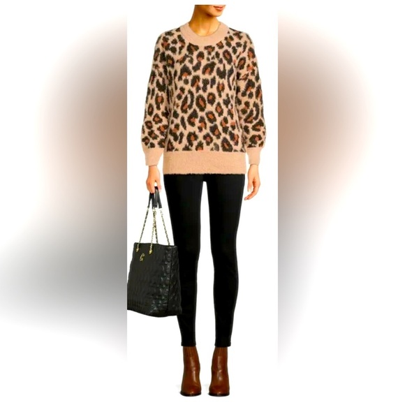 Time and Tru Sweaters - Leopard Print, Eyelash Sweater, Size XL, Time and Tru